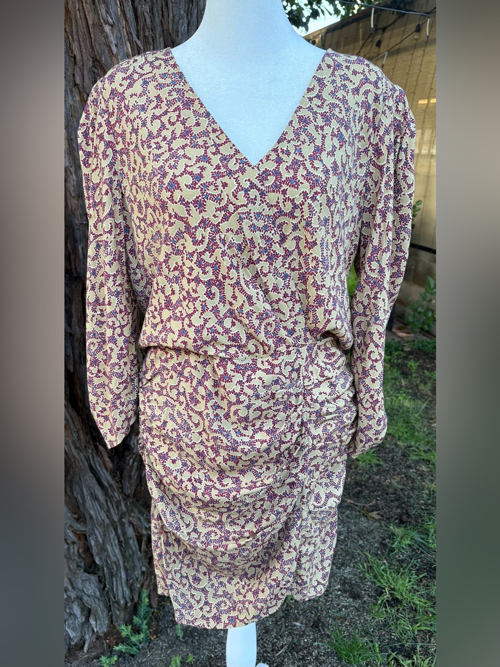 Ba&sh Floral Ruched Viscose Mini Dress Size L
